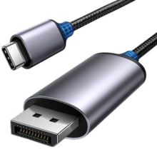 Kafelek USB-C do DisplayPort z adapterem na jasnym tle.